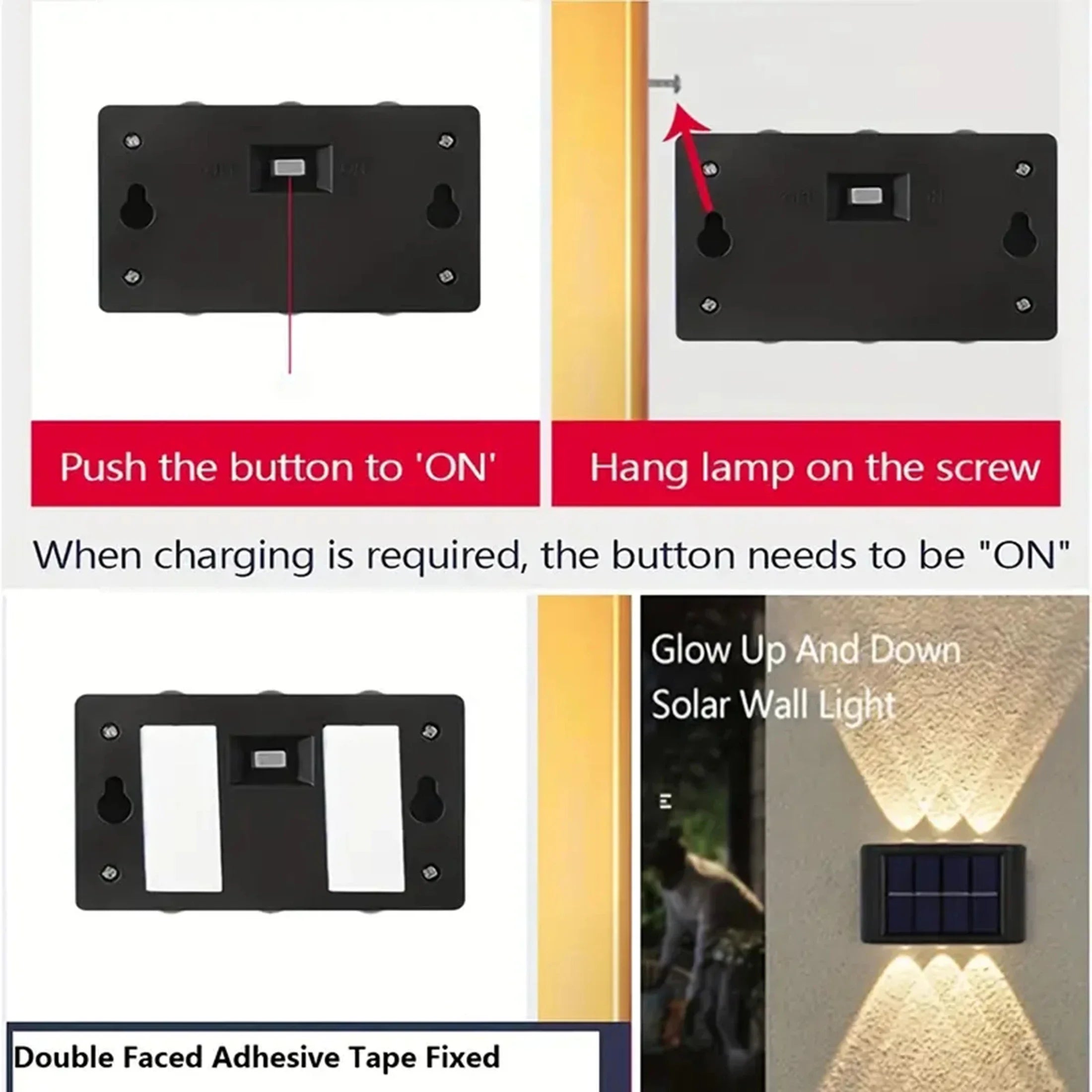Solar Wall Light 4-10LED – Up Down Waterproof Garden Fence Decor