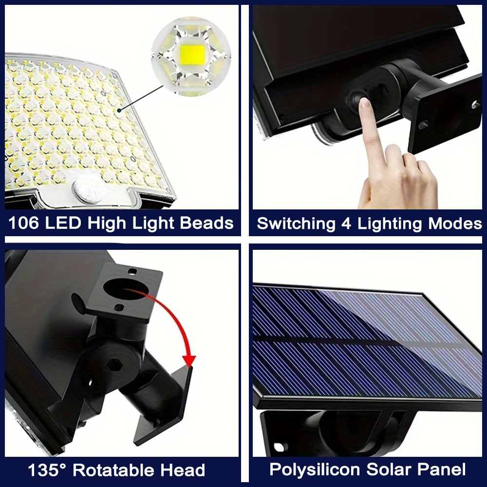 Solar Flood Wall Light – 106LED Motion Sensor