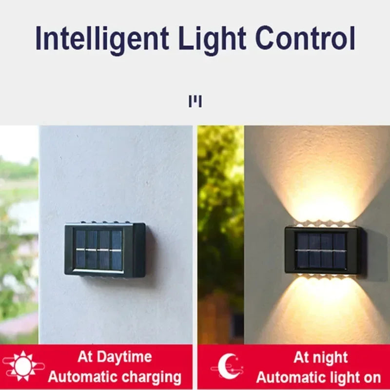 Solar Wall Light 4-10LED – Up Down Waterproof Garden Fence Decor