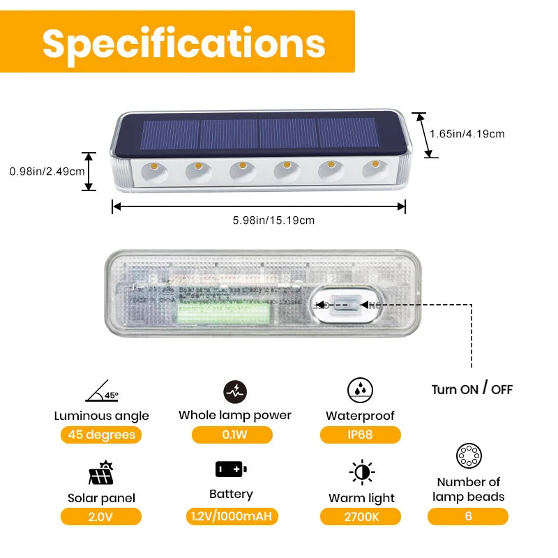 Solar Step Stair Light – LED IP68 Waterproof Lens Anti-theft