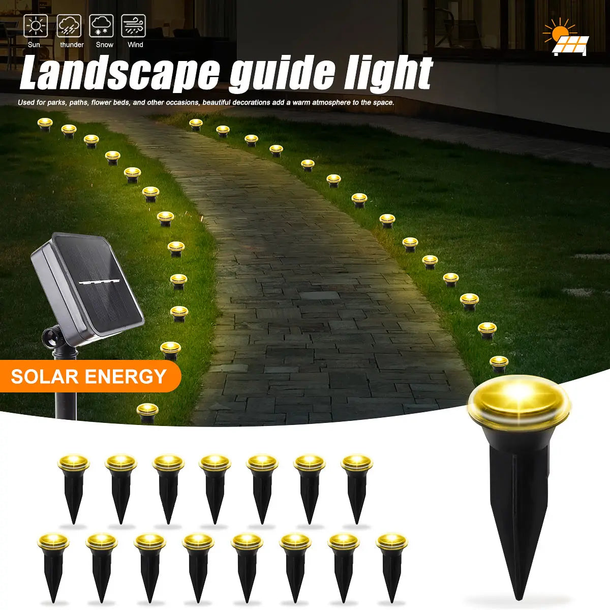 Solar Garden Pathway Light – 30LED 8 Modes