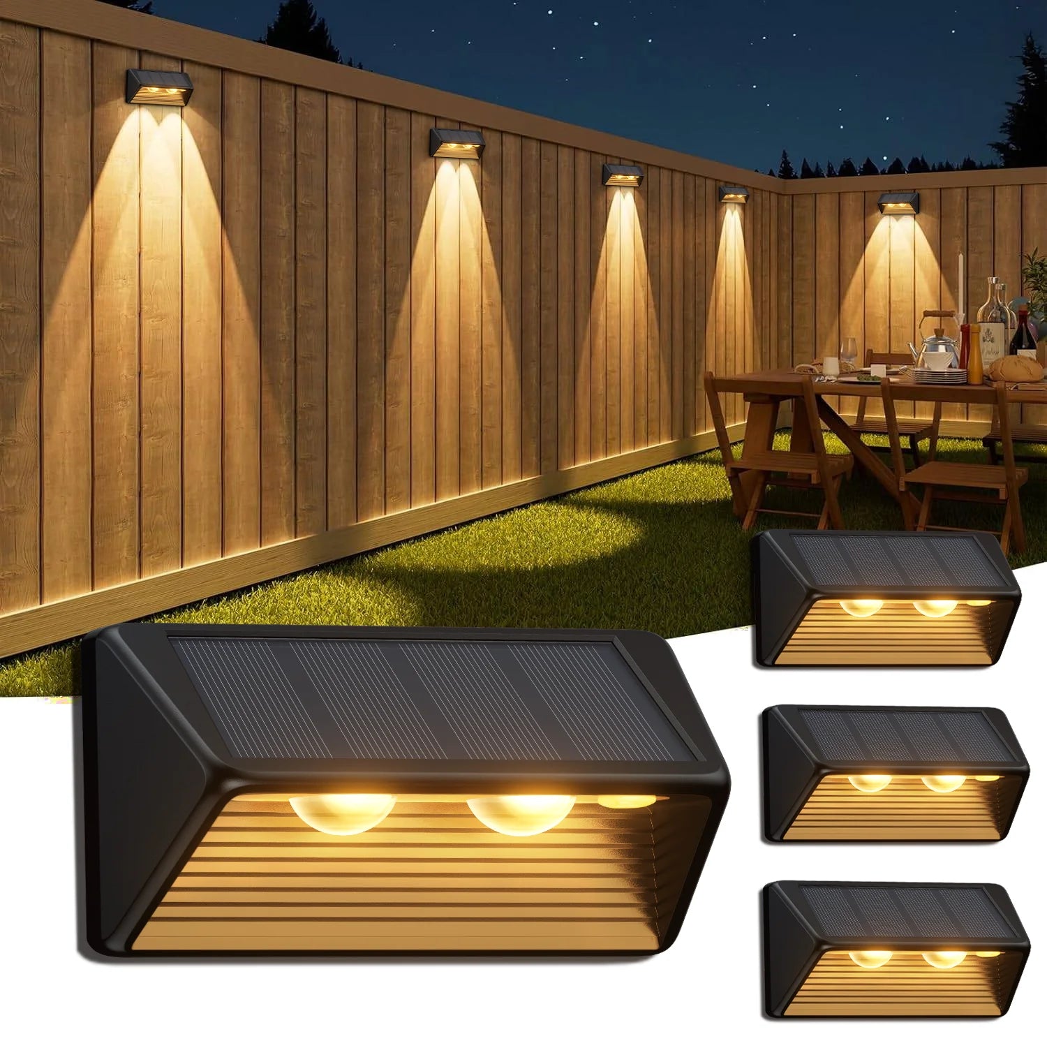 Solar Fence Step Light 4-12 Pack – LED Cool White