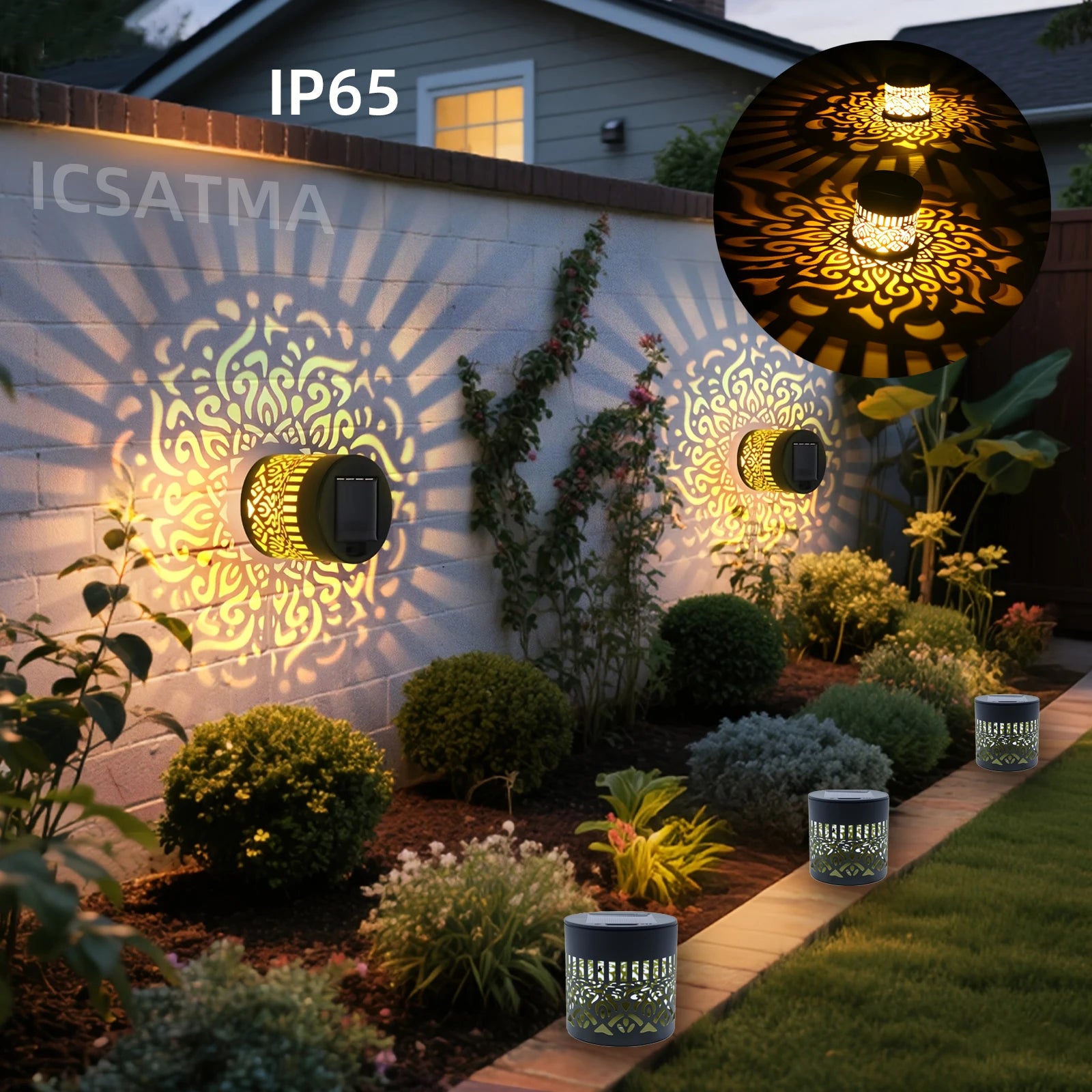 Solar Wall Light – LED IP65 Waterproof Warm White Garden Lawn