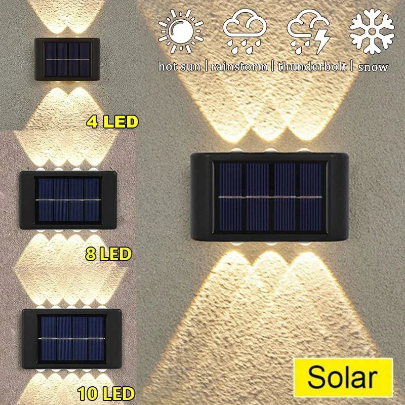 Solar Wall Light 4-10LED – Up Down Waterproof Garden Fence Decor