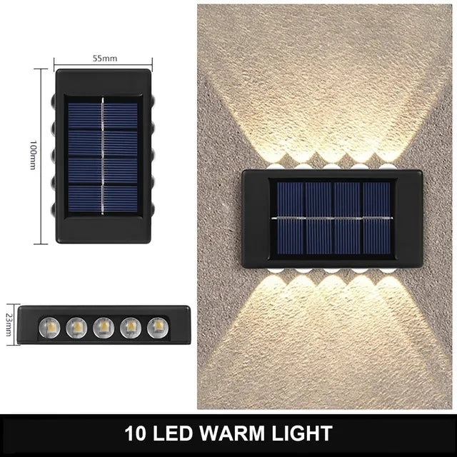 Solar Wall Light 4-10LED – Up Down Waterproof Garden Fence Decor