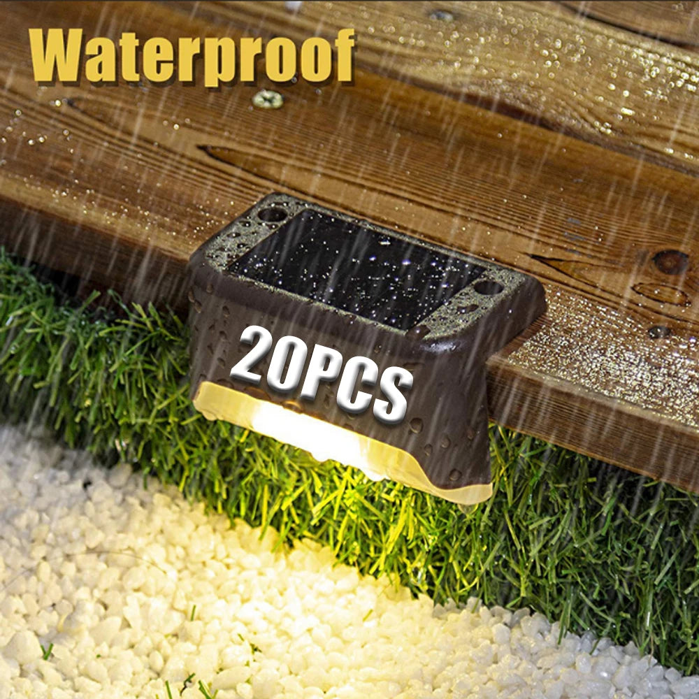 Solar Step Stair Light 1-20PCS – LED Warm White Waterproof Path