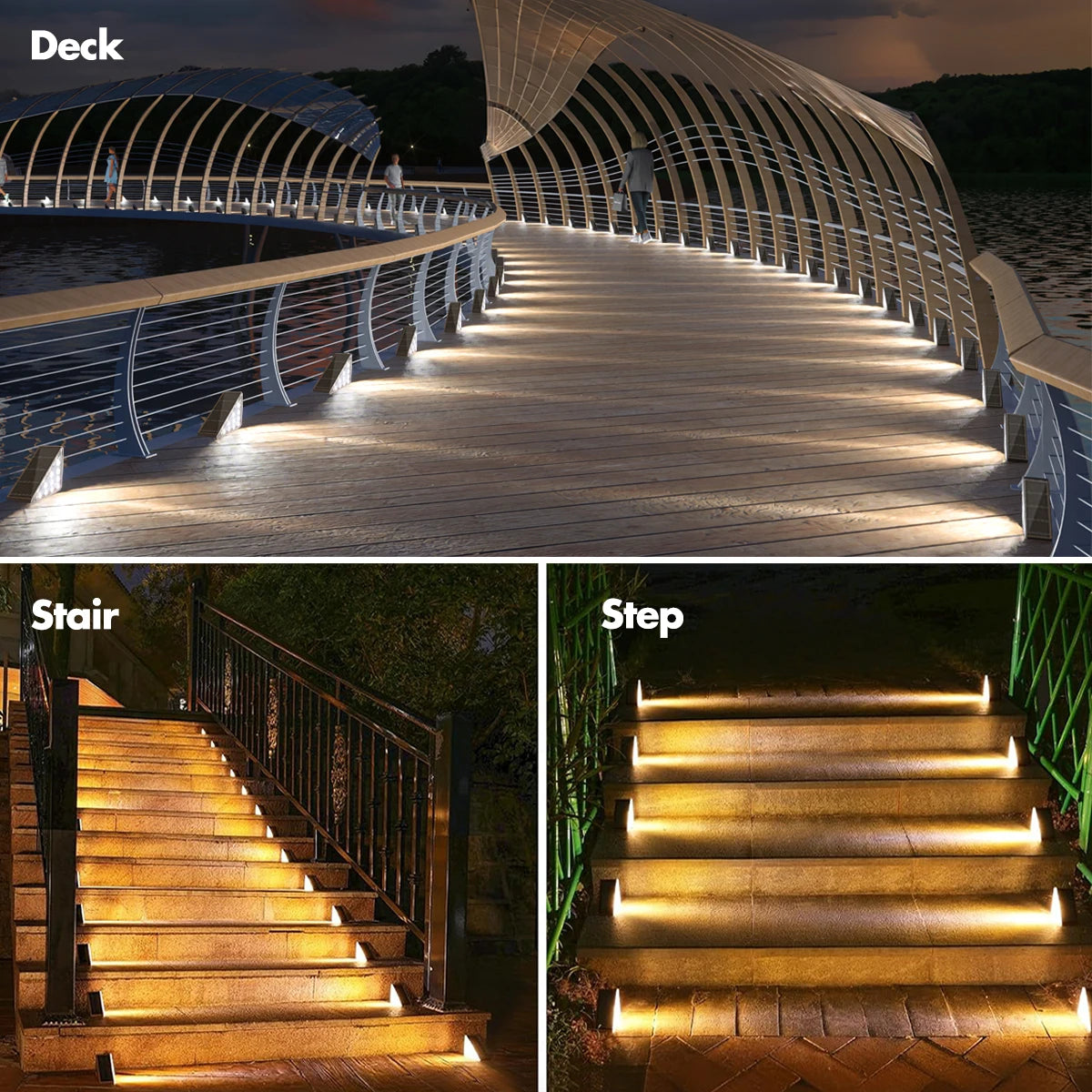 Solar Step Deck Light Triangle – IP67 Waterproof Outdoor Garden