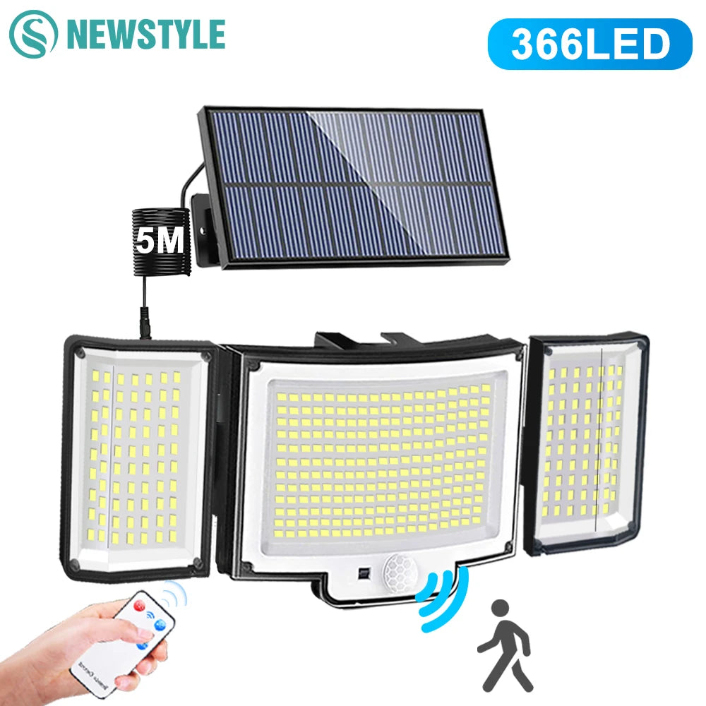 Solar Security Wall Light – 366LED IP65 Motion Sensor