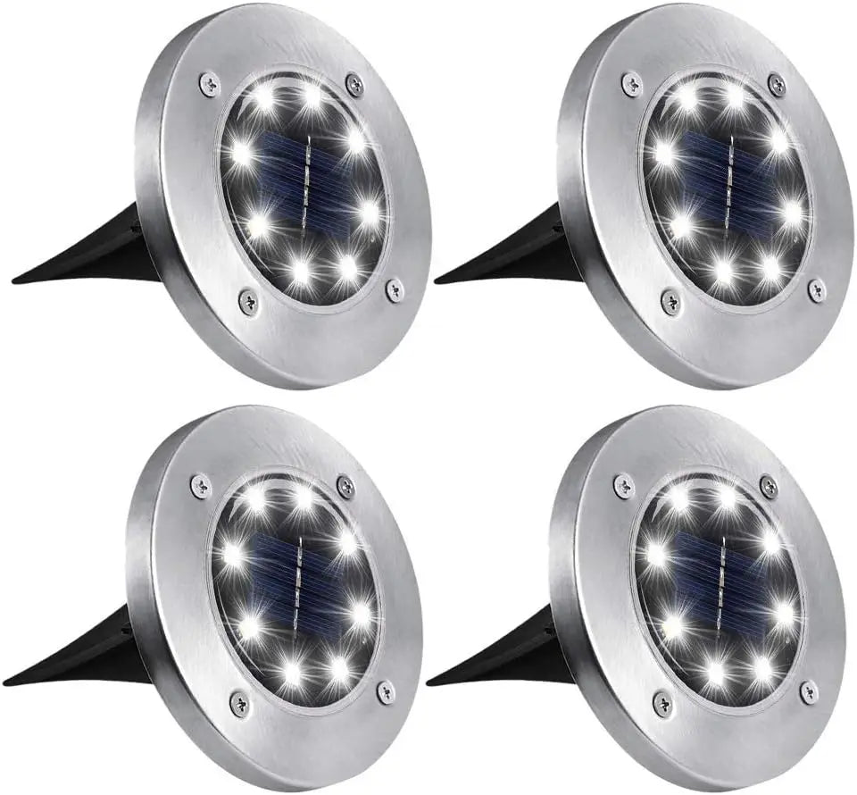 Solar Underground Disk Light – 4PCS 8LED Garden Spotlight