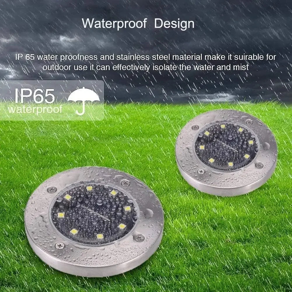 Solar Underground Disk Light – 4PCS 8LED Garden Spotlight