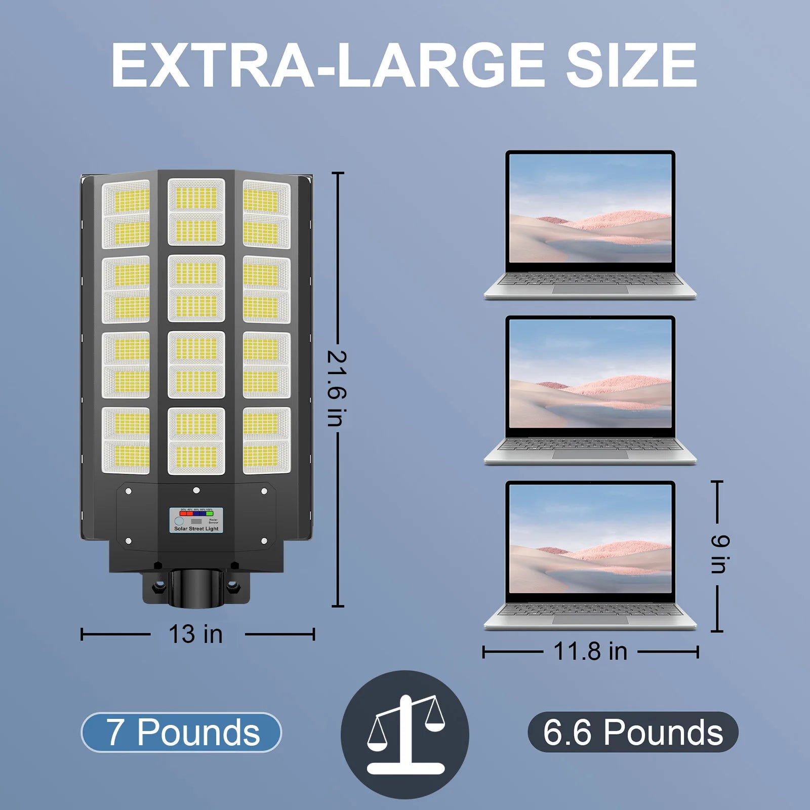 Solar Street Light 6500K – IP65 Dusk to Dawn LED Road