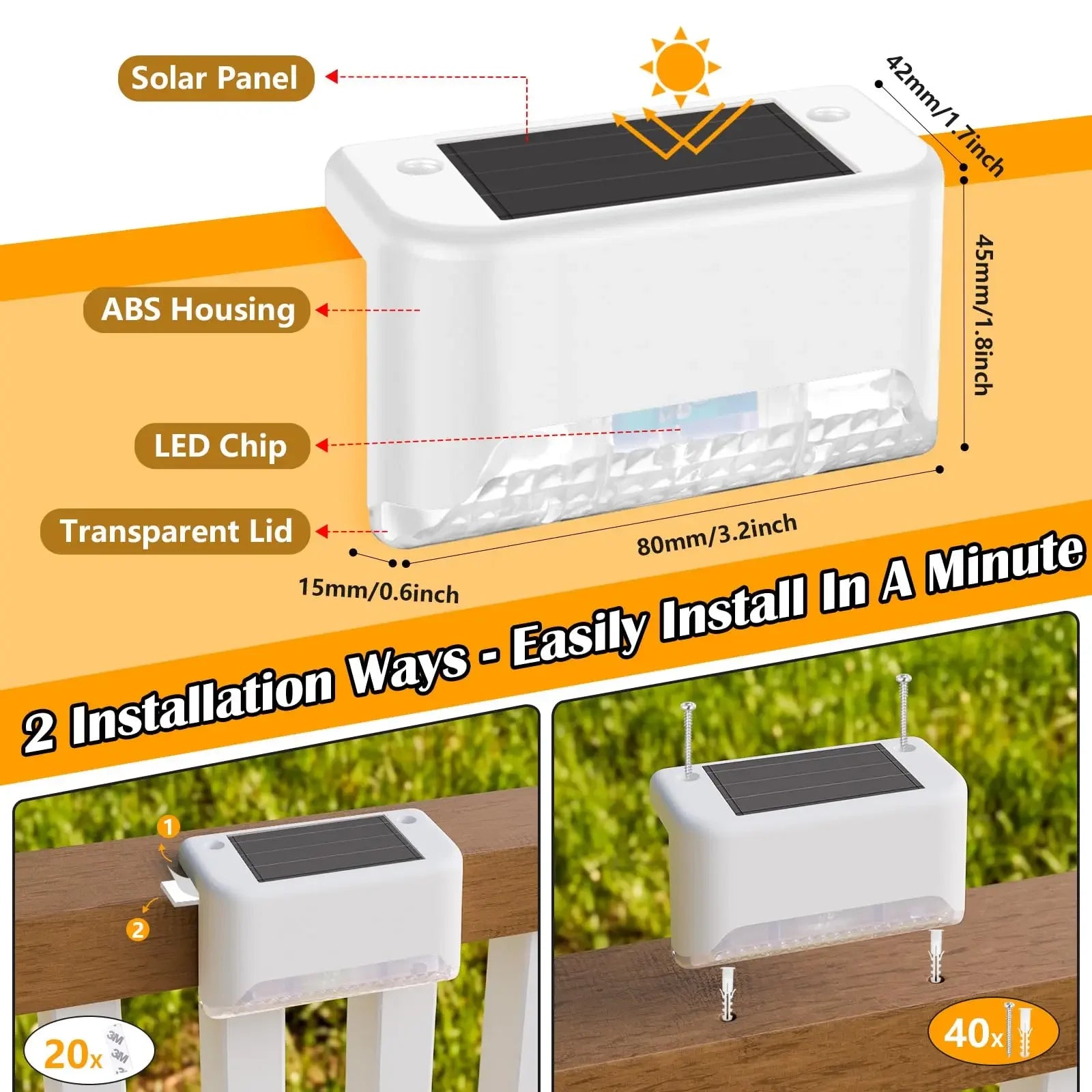 Solar Deck Light – LED Fence Patio Stairs