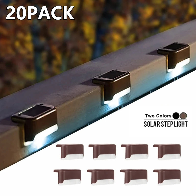 Solar Step Fence Light 20-Pack – LED Waterproof Railing Stairs