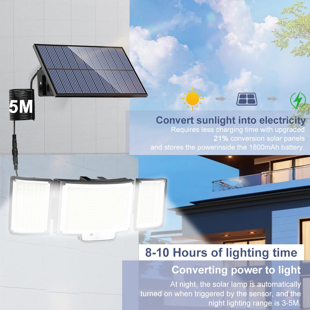 Solar Security Wall Light – 366LED IP65 Motion Sensor