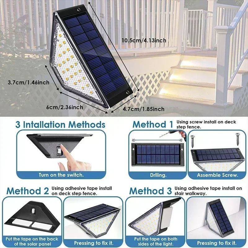Solar Stair Step Light – LED Warm White IP65 Waterproof Walkway