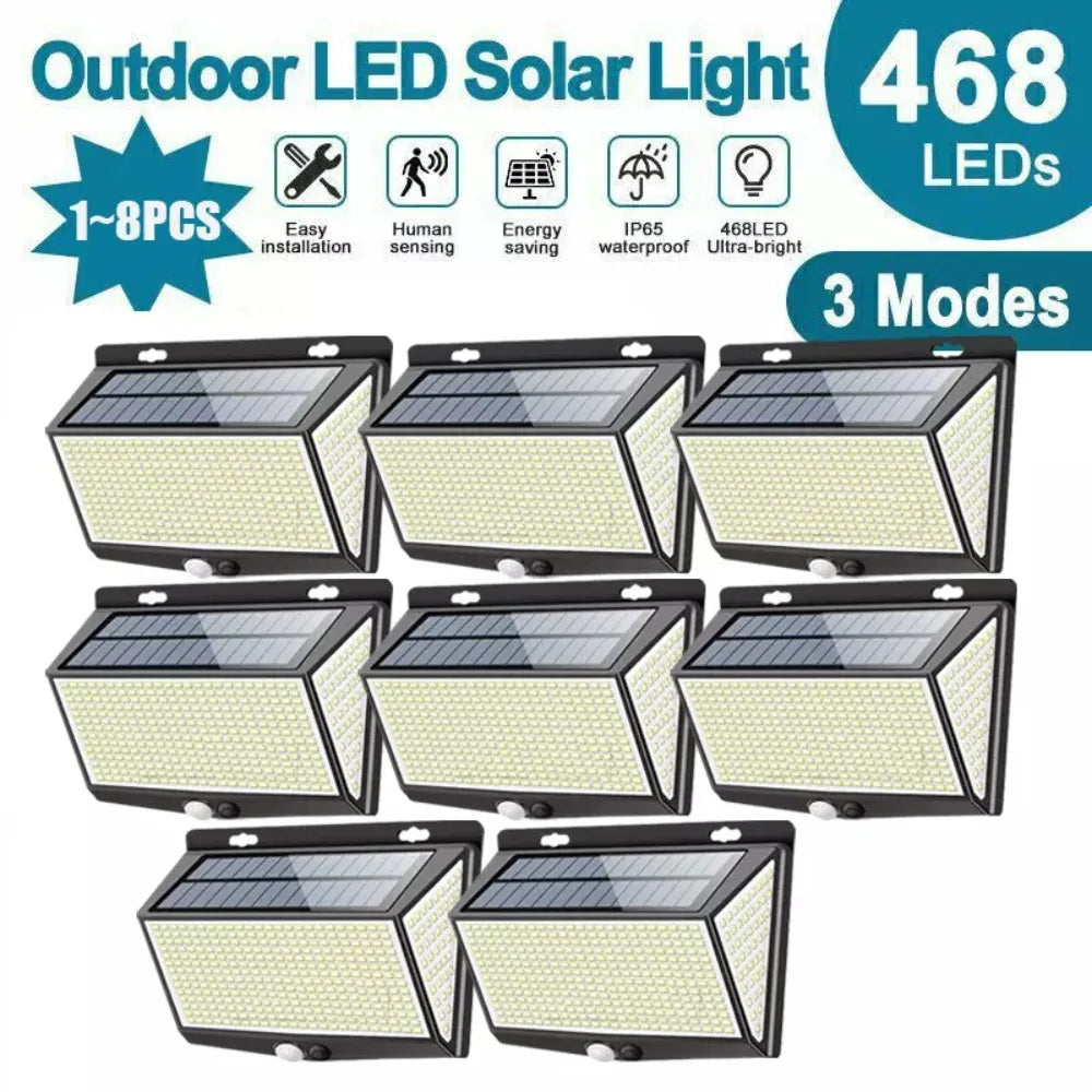 Solar Security Wall Light – 468LED PIR Motion Sensor