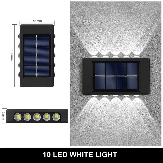 Solar Wall Light 4-10LED – Up Down Waterproof Garden Fence Decor
