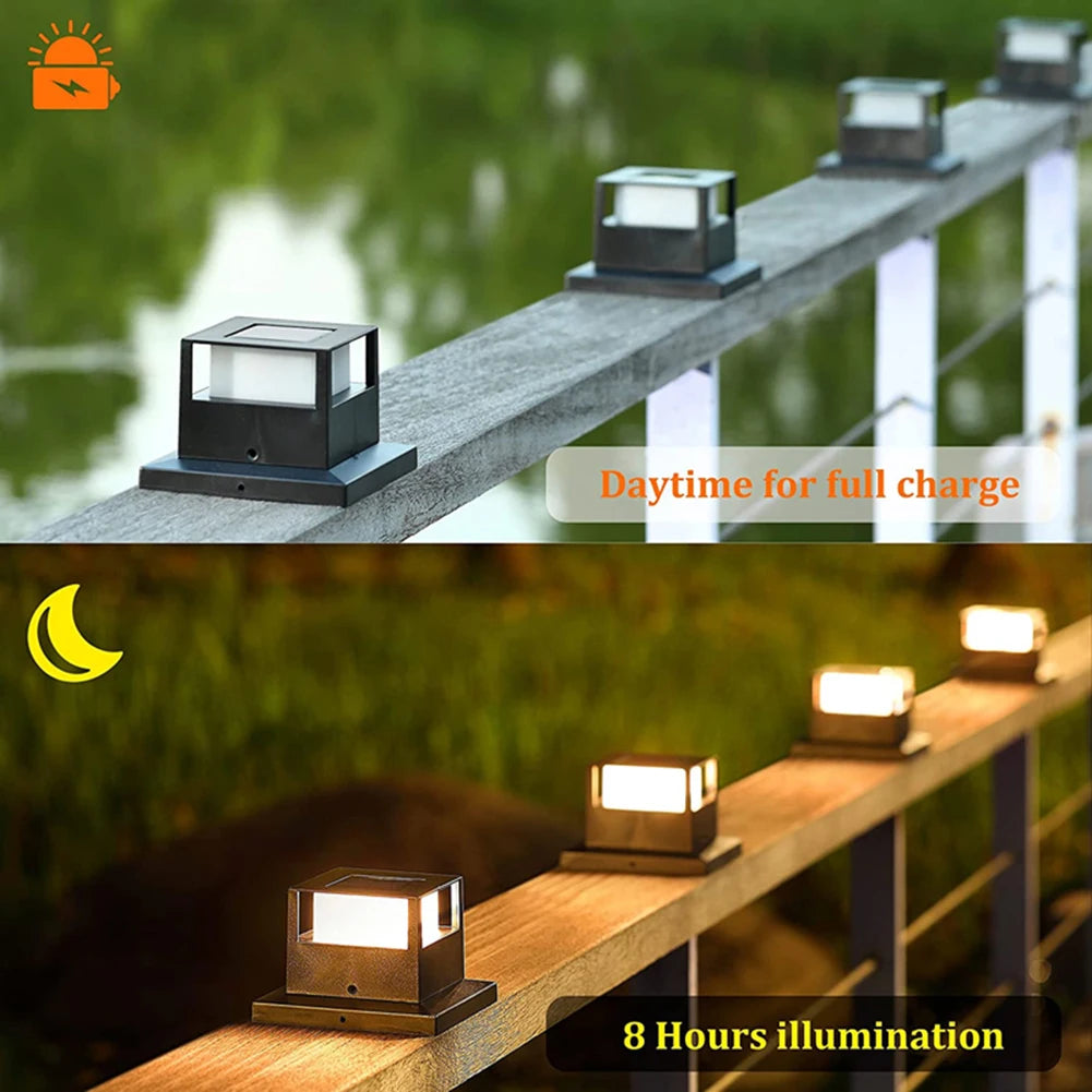 Solar Column Fence Gate Light – IP54 Waterproof