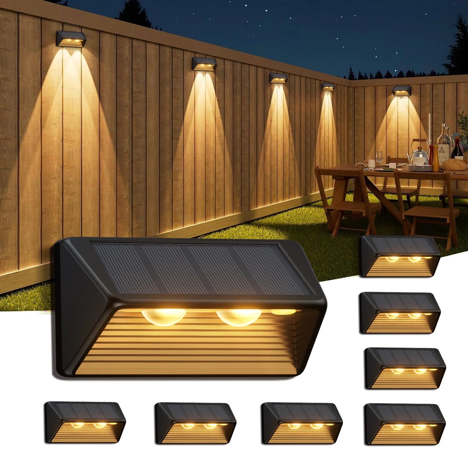 Solar Fence Step Light 4-12 Pack – LED Cool White