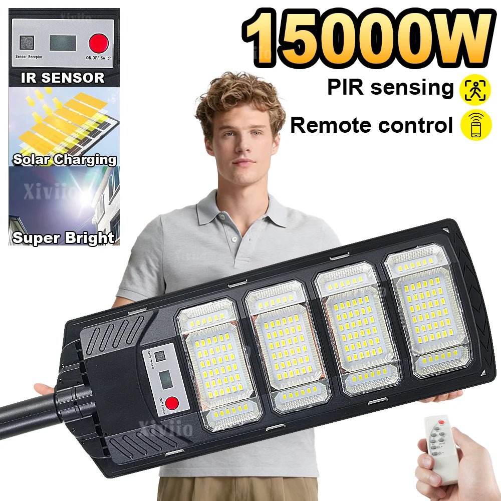 Solar Street Light 15000W – 320° IR Sensor Dusk to Dawn