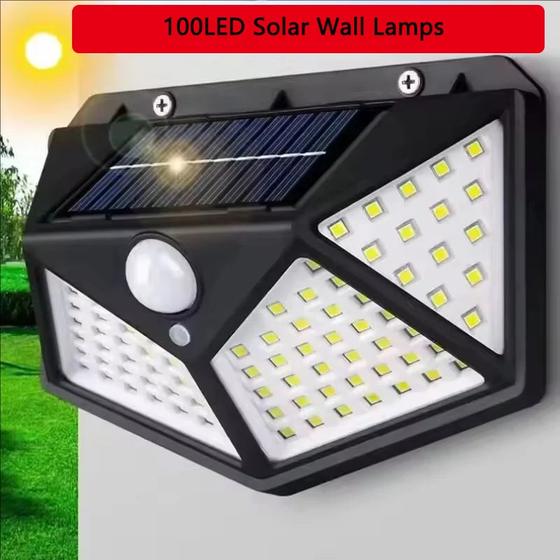 Solar Wall Street Light – 100LED PIR Motion Sensor Garden Decor