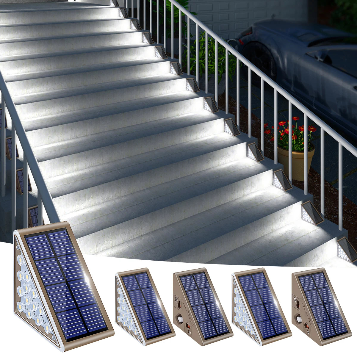Solar Step Deck Light Triangle – IP67 Waterproof Outdoor Garden