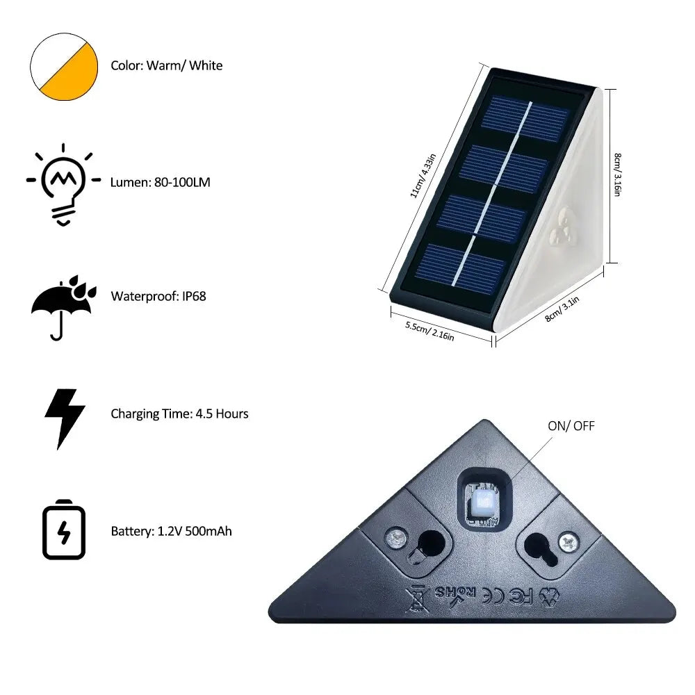 Solar Step Light RGB – Warm White IP67 Waterproof Auto On
