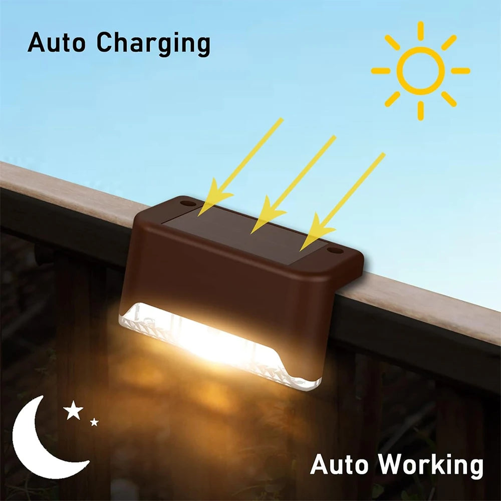 Solar Step Stair Light 1-20PCS – LED Warm White Waterproof Path