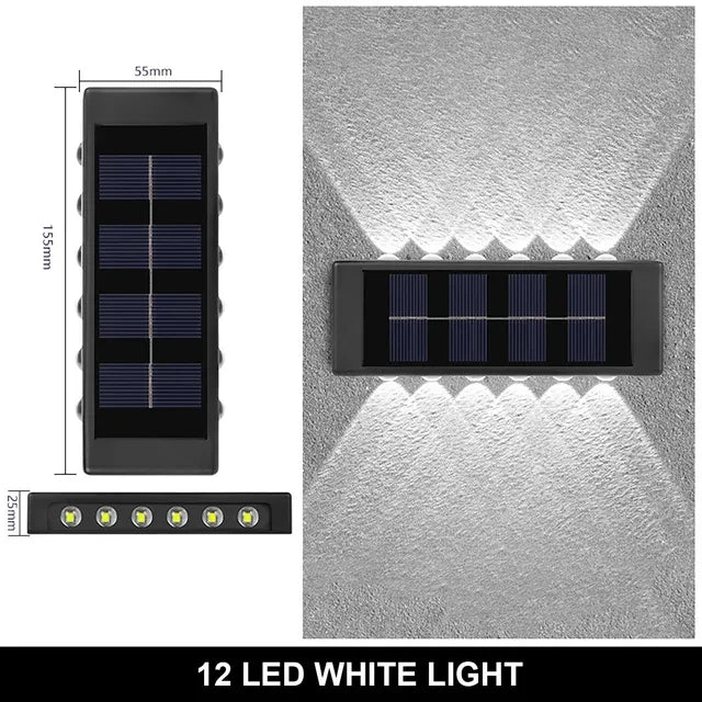 Solar Wall Light 4-10LED – Up Down Waterproof Garden Fence Decor