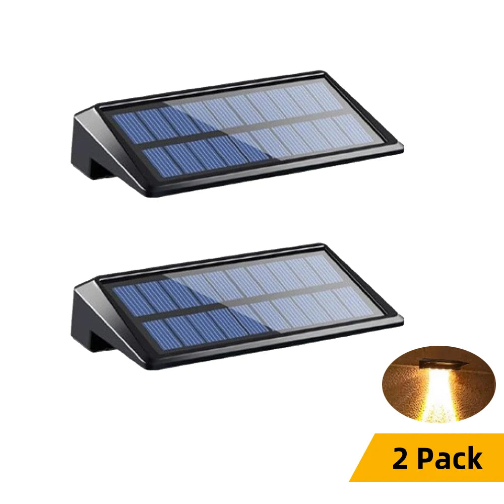 Solar Fence Wall Light 2-Pack – IP44 Waterproof