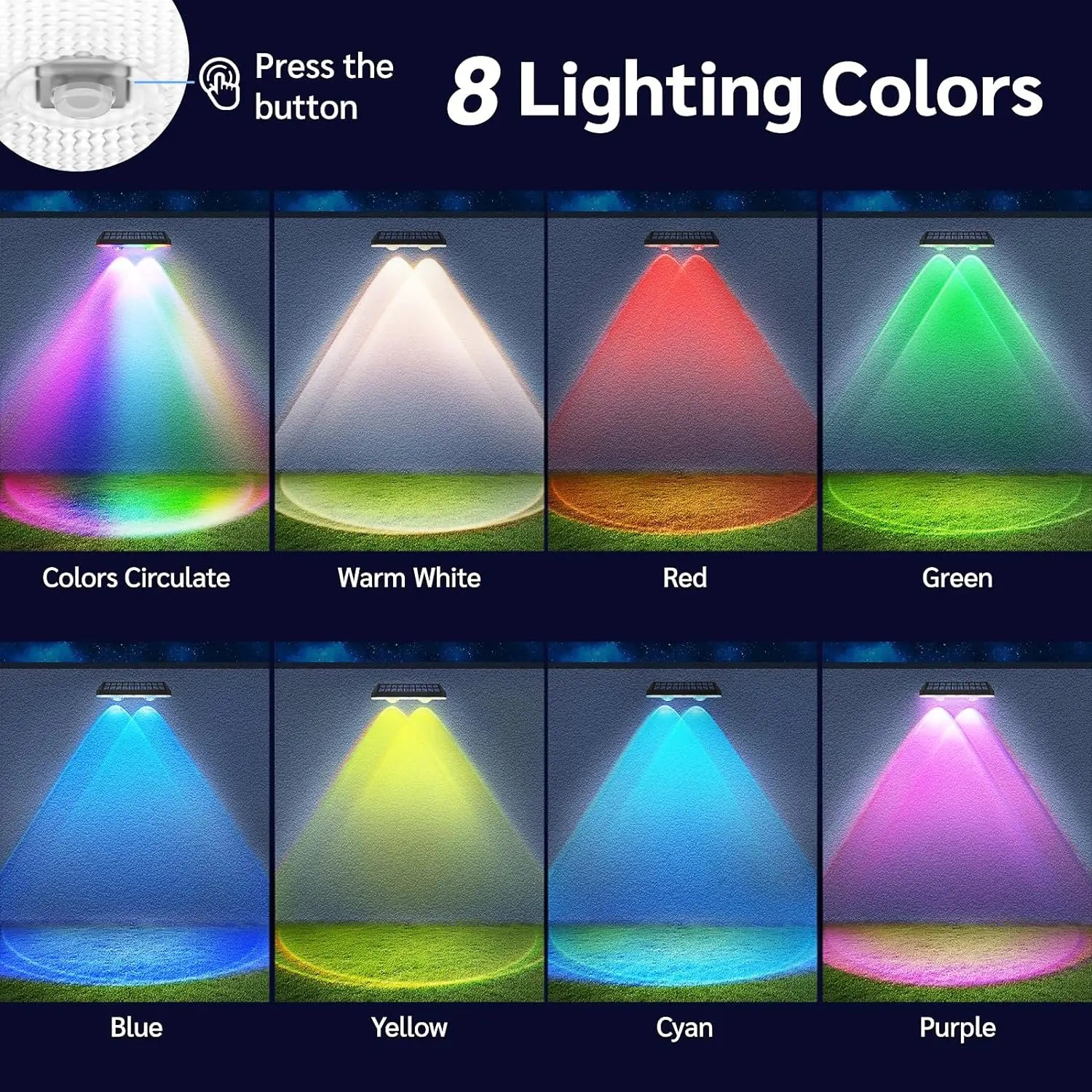 Solar Fence Step Light 1-8PCS – RGB Warm White