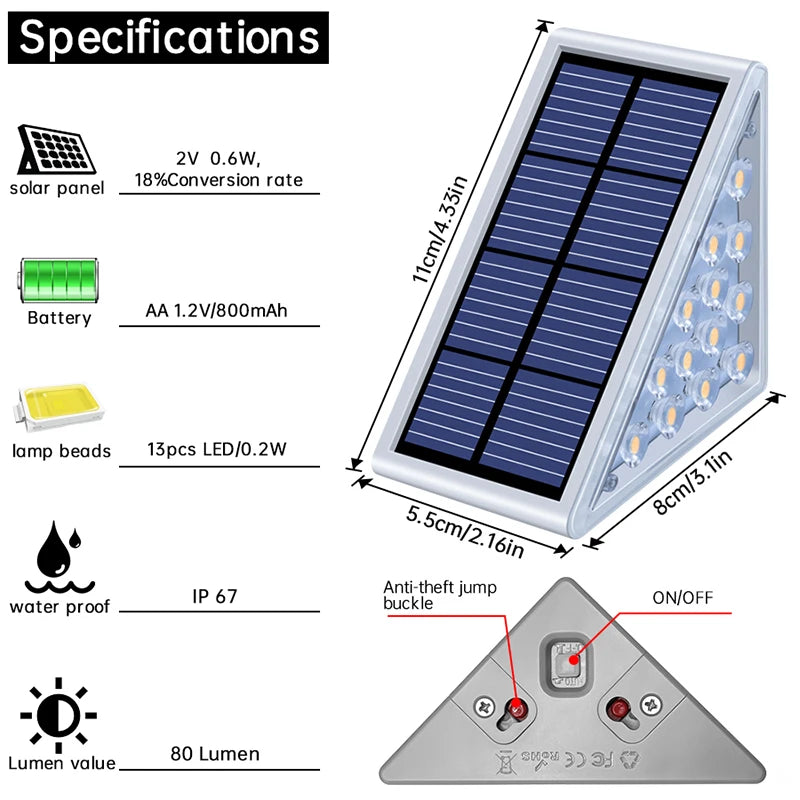 Solar Step Stair Light – LED IP67 Waterproof Lens Anti-theft
