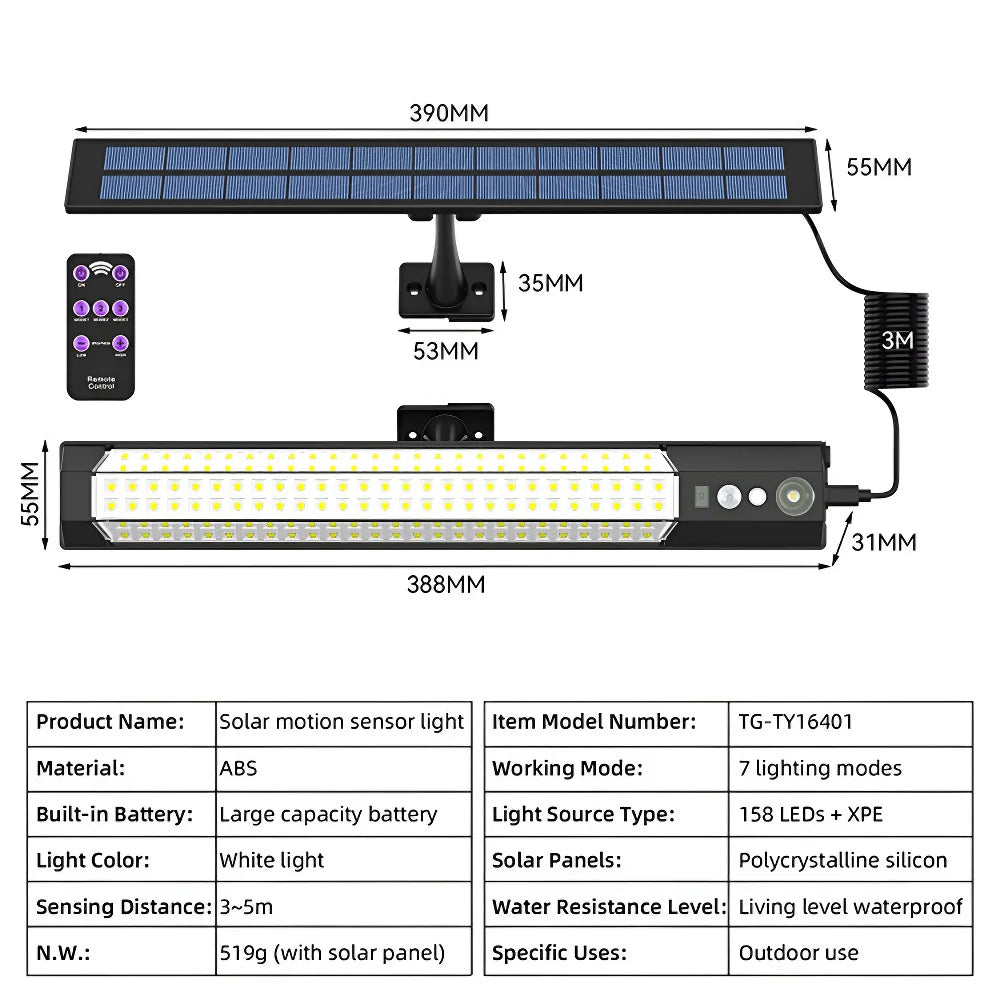 Solar Security Wall Light – 316LED Motion Sensor