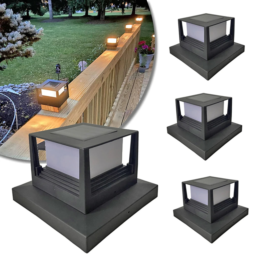 Solar Column Fence Gate Light – IP54 Waterproof