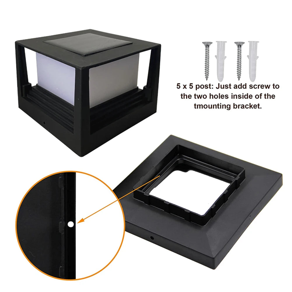 Solar Column Fence Gate Light – IP54 Waterproof