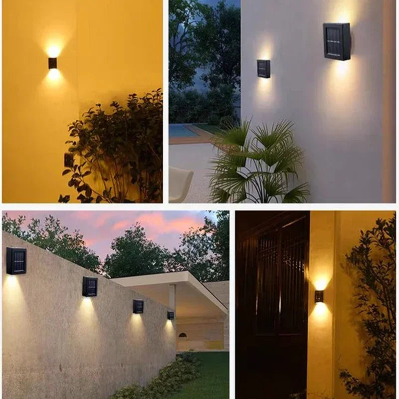 Solar Wall Light 4-10LED – Up Down Waterproof Garden Fence Decor
