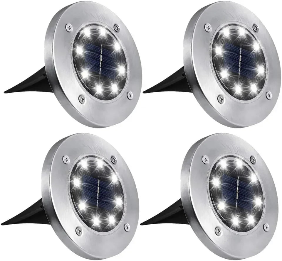 Solar Underground Disk Light – 4PCS 8LED Garden Spotlight