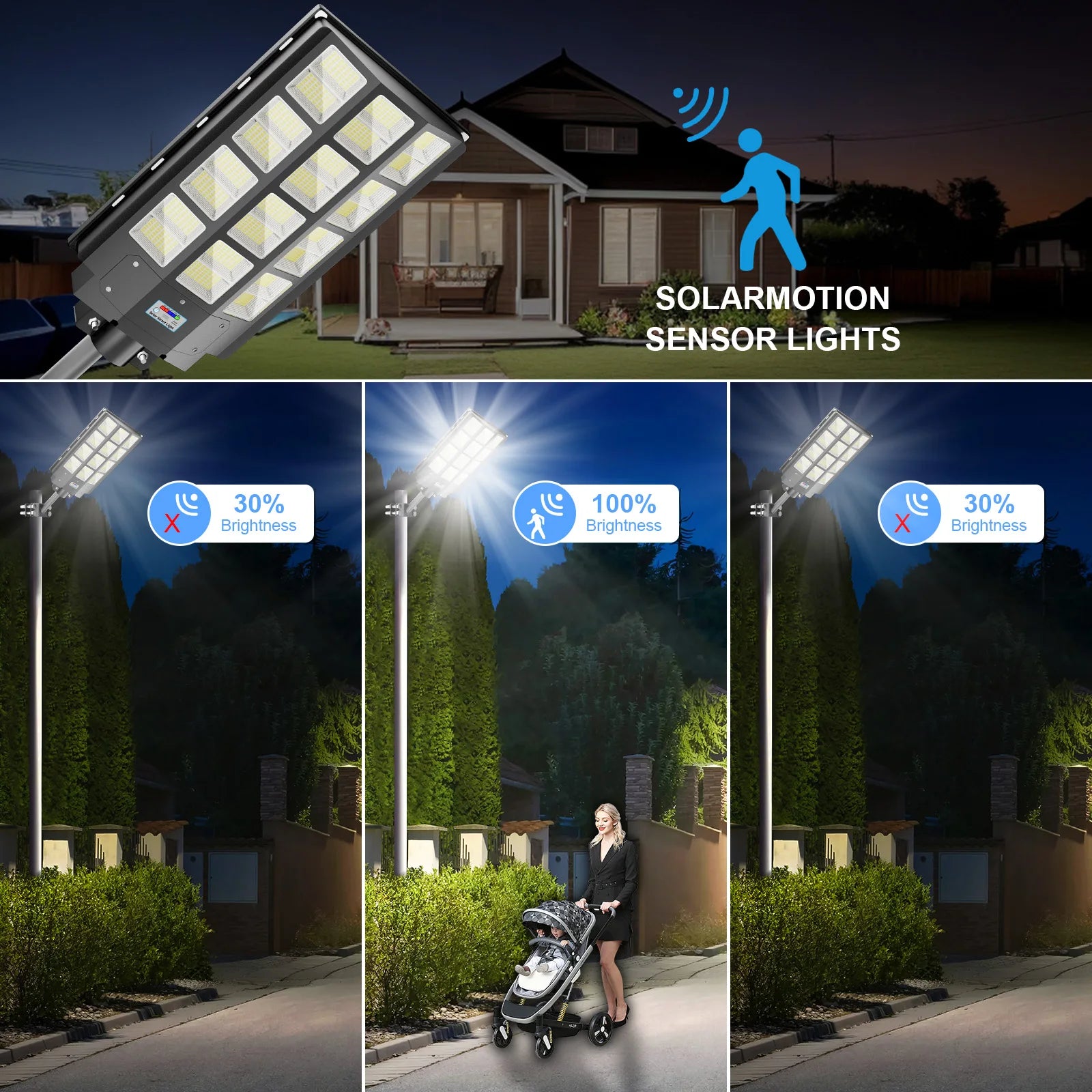 Solar Street Light 6500K – IP65 Dusk to Dawn LED Road