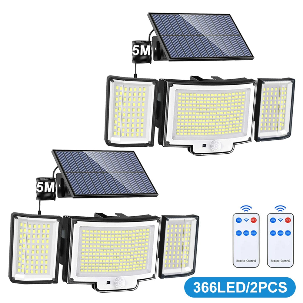 Solar Security Wall Light – 366LED IP65 Motion Sensor