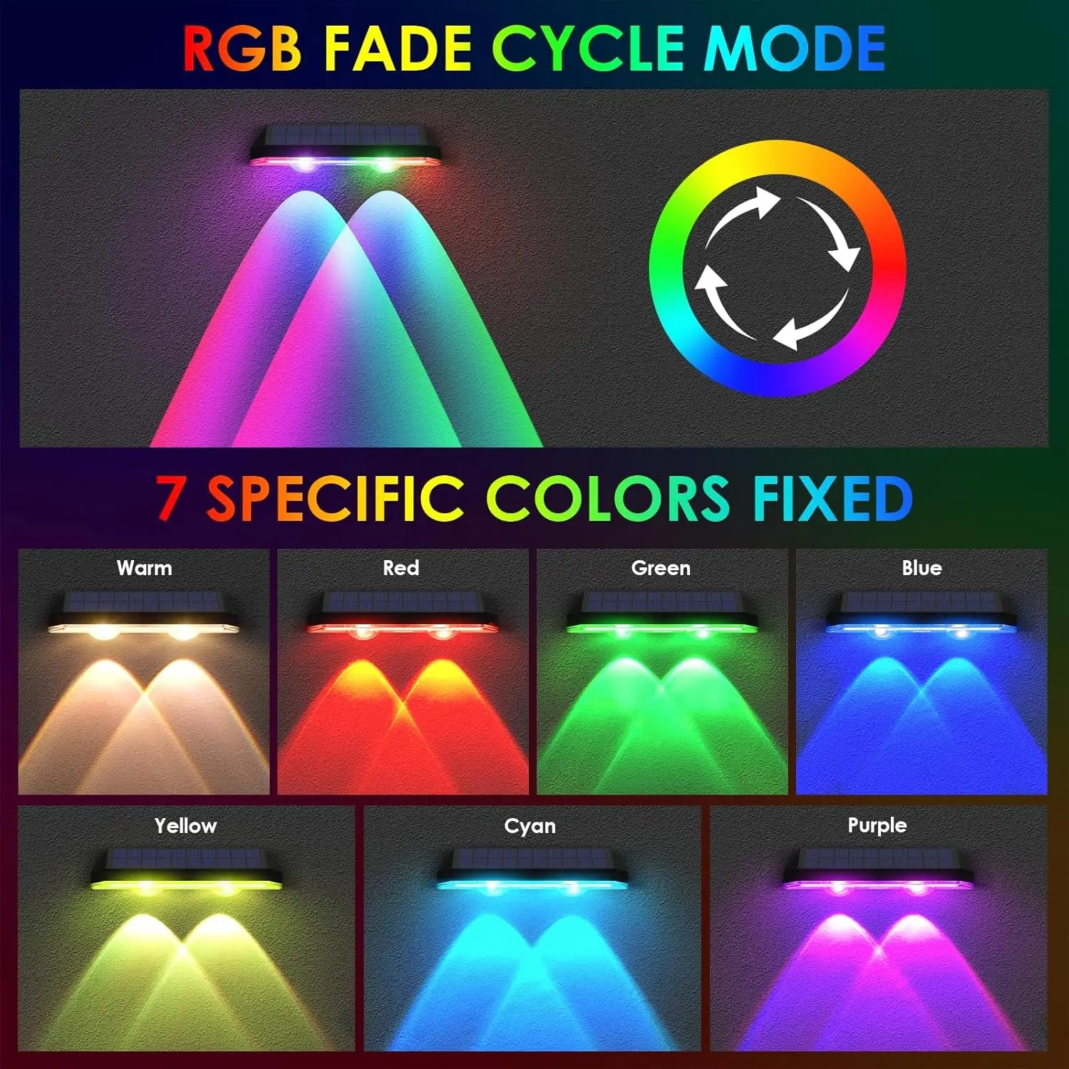 Solar Fence Step Light 1-8PCS – RGB Warm White