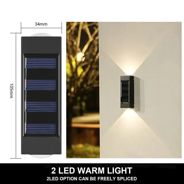 Solar Wall Light 4-10LED – Up Down Waterproof Garden Fence Decor