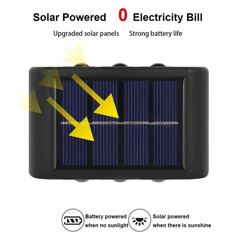Solar Wall Light 4-10LED – Up Down Waterproof Garden Fence Decor