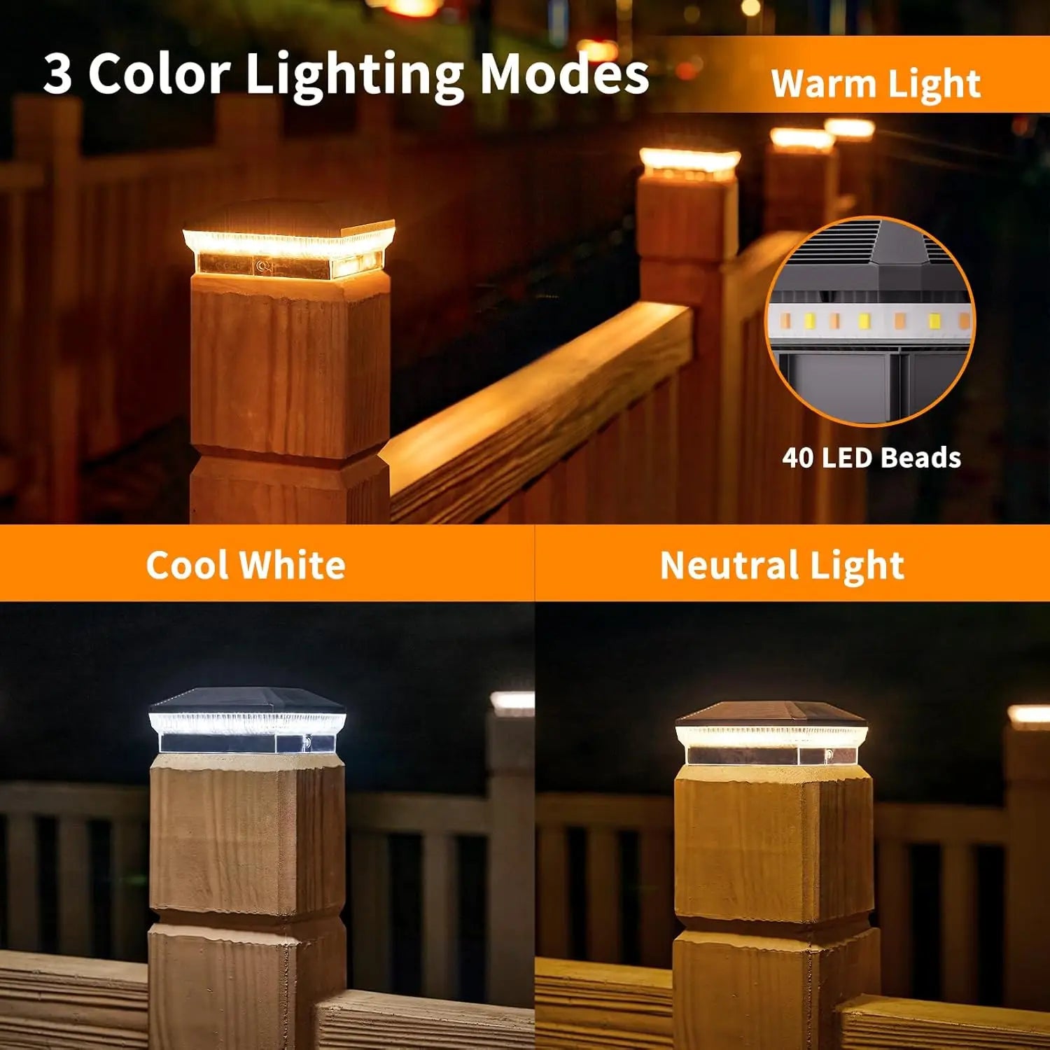Solar Post Cap Light 6-12 Pack – 40LED 30LM