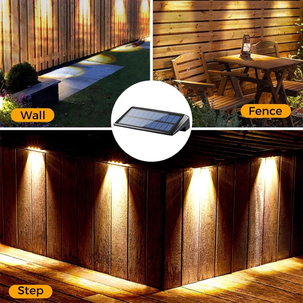 Solar Fence Wall Light 2-Pack – IP44 Waterproof