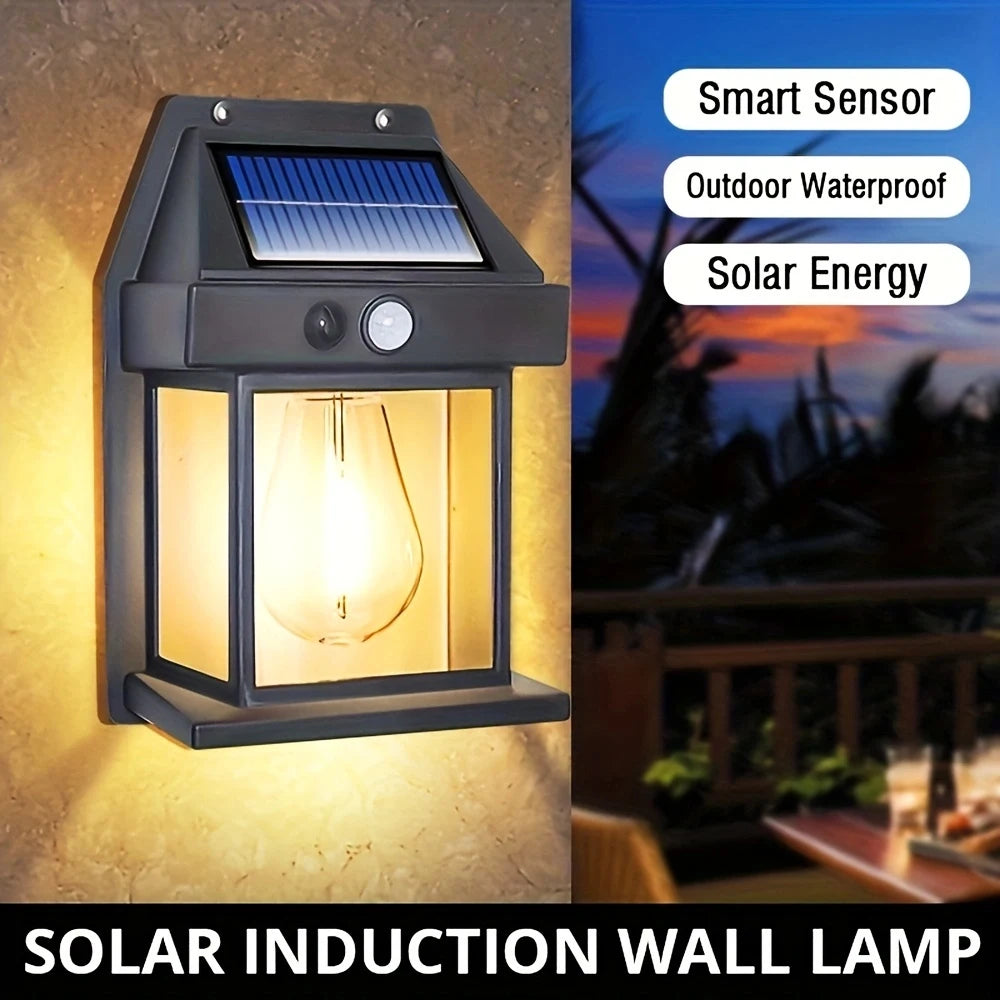 Solar Tungsten Wall Light – LED IP65 Motion Sensor Porch Garage
