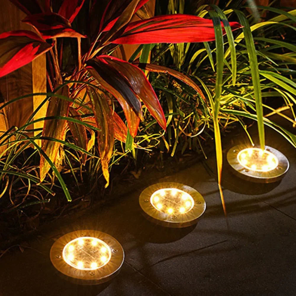 Solar Underground Disk Light – 4PCS 8LED Garden Spotlight